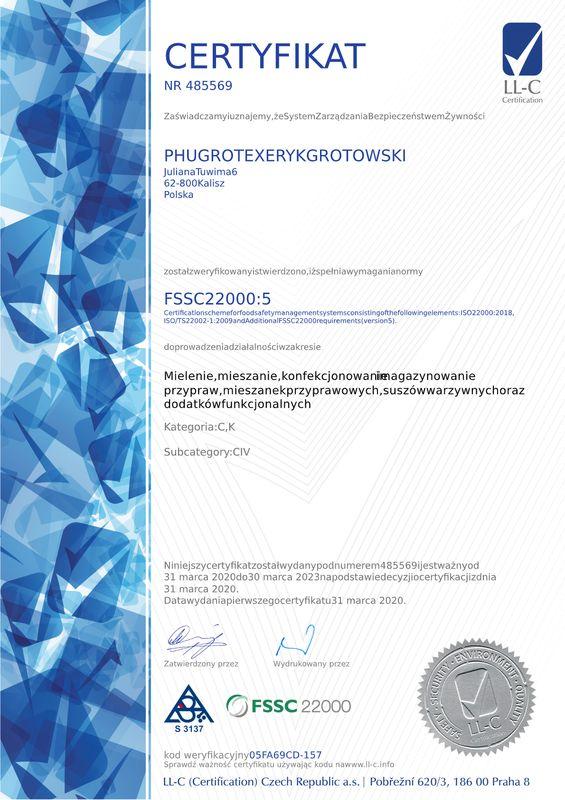 certyfikat FSSC-22000 PL